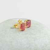 Pink Tourmaline Quartz Faceted Stud Earrings - 925 Sterling Silver - 8x10mm Oval - Healing Jewelry - Gift For Healing - Jewelry for Date